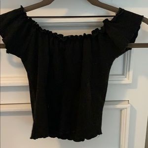 Black Off The Shoulder Crop Top